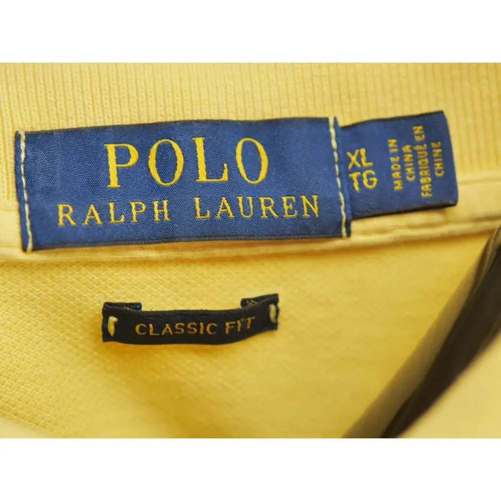 Polo Ralph Lauren Mens XL Yellow Polo Shirt Classic Fit Short Sleeve Casual Work